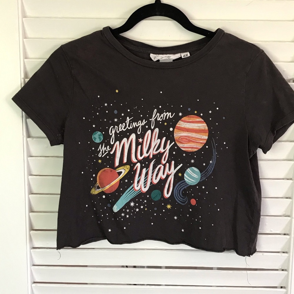 h&m black decorated tee